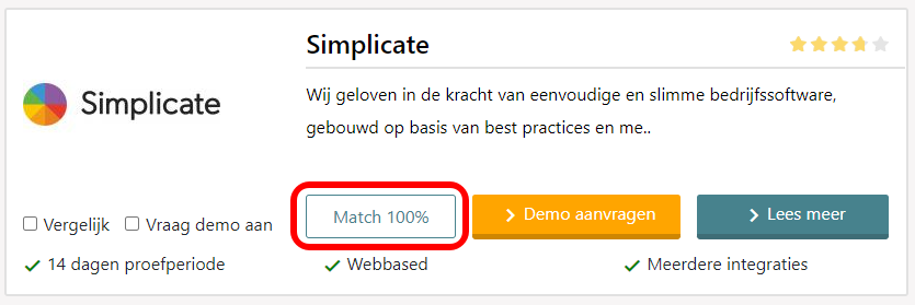 Softwareselectie tool de match
